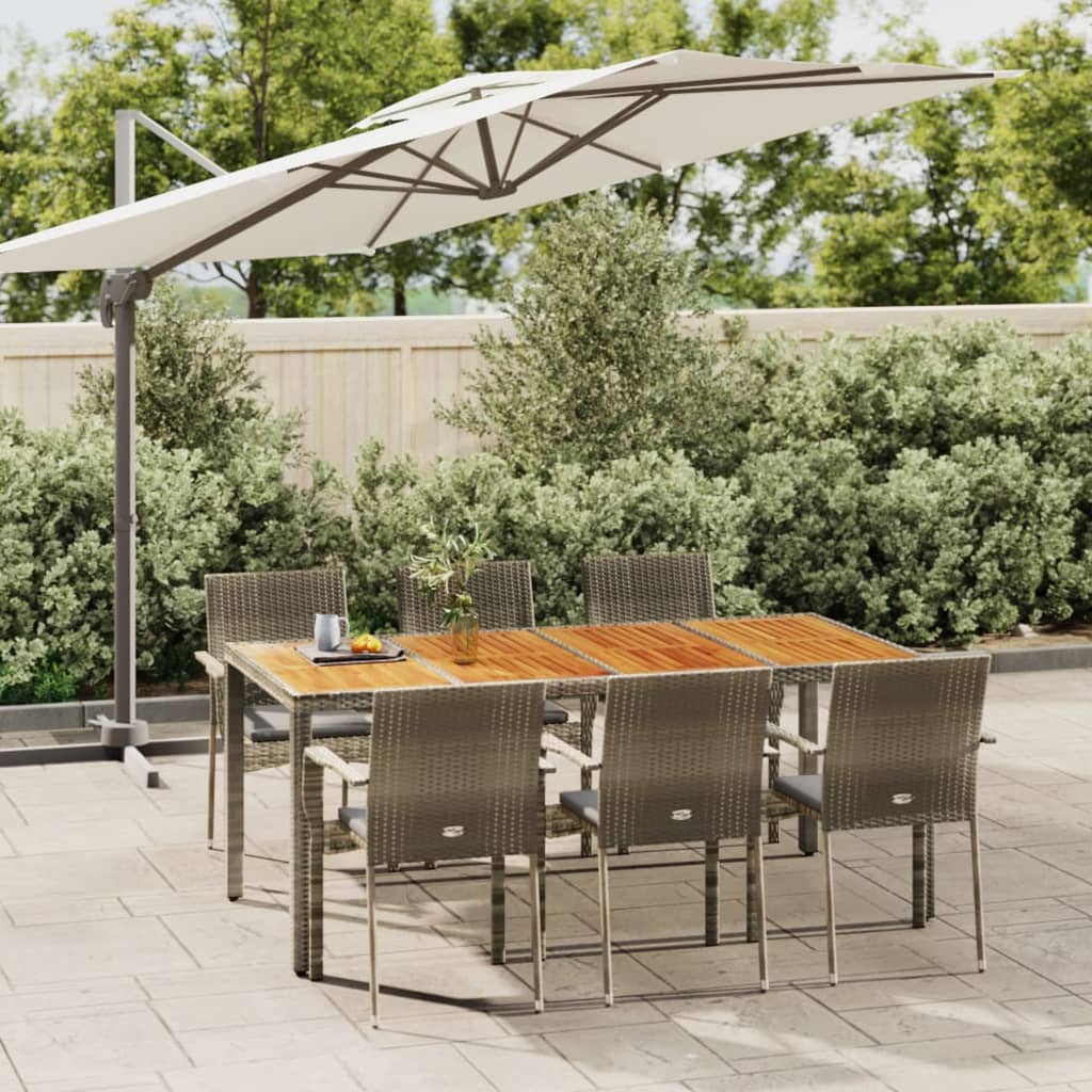 vidaXL 5-delige Tuinset met kussens poly rattan grijs