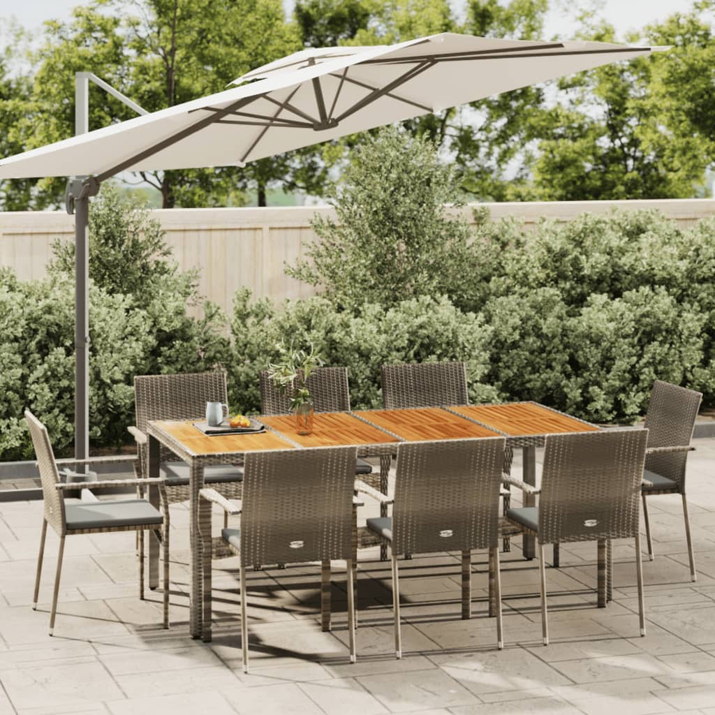 vidaXL 5-delige Tuinset met kussens poly rattan grijs