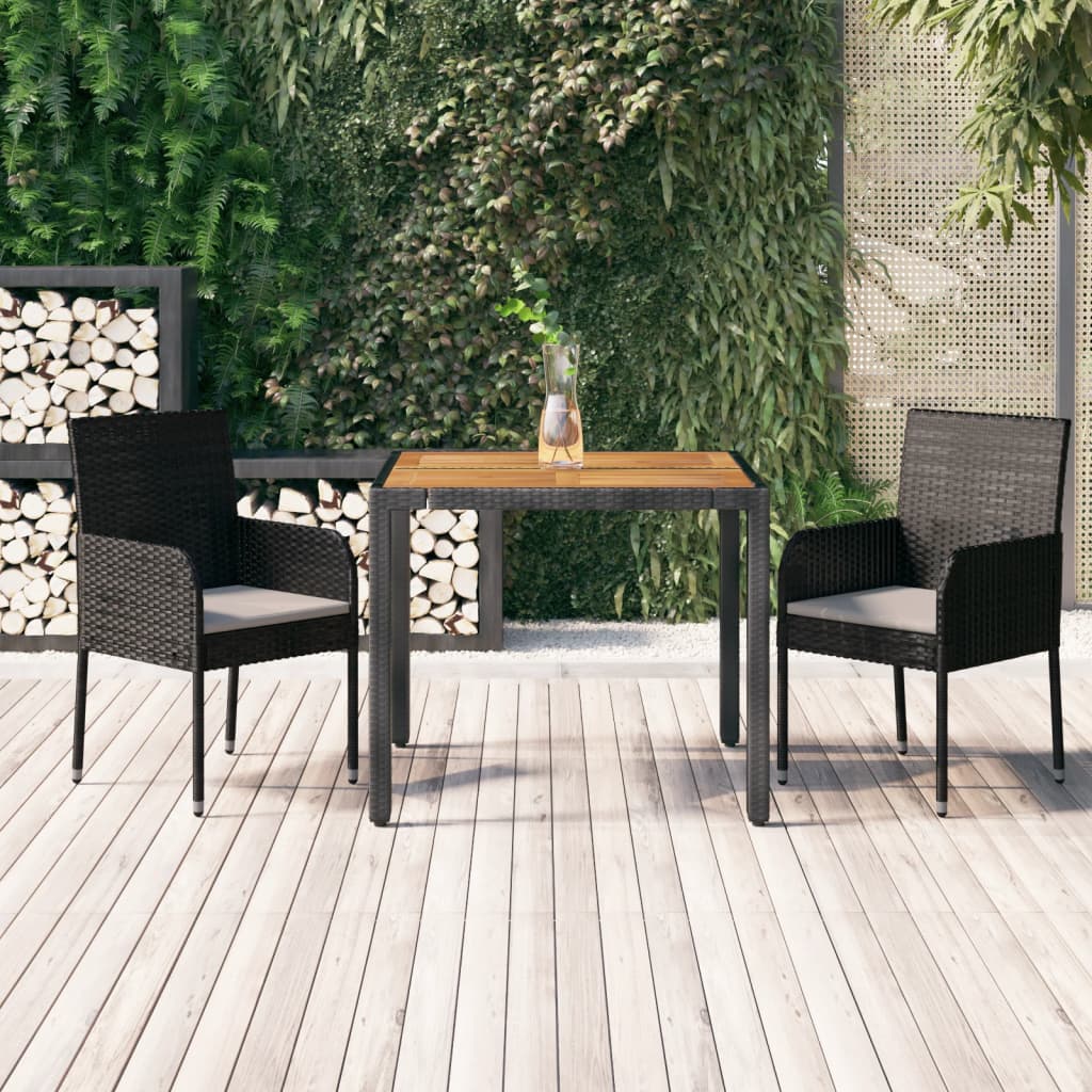 vidaXL 7-delige Tuinset met kussens poly rattan zwart