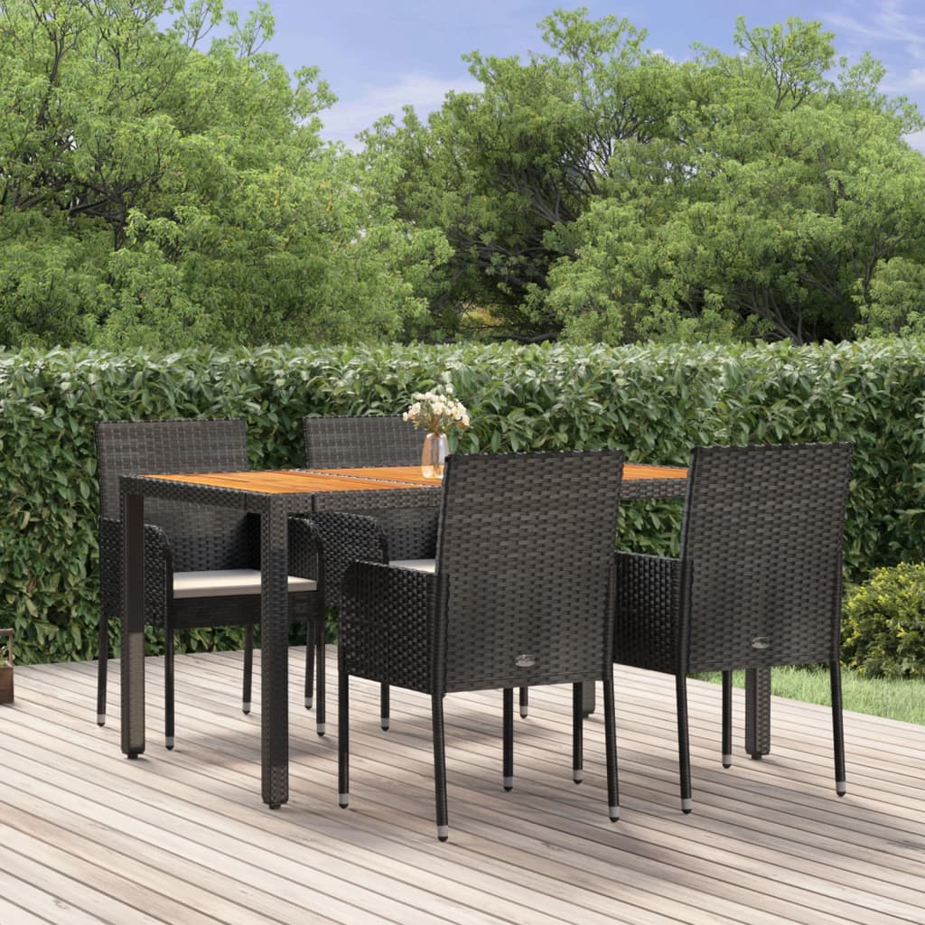 vidaXL 7-delige Tuinset met kussens poly rattan zwart
