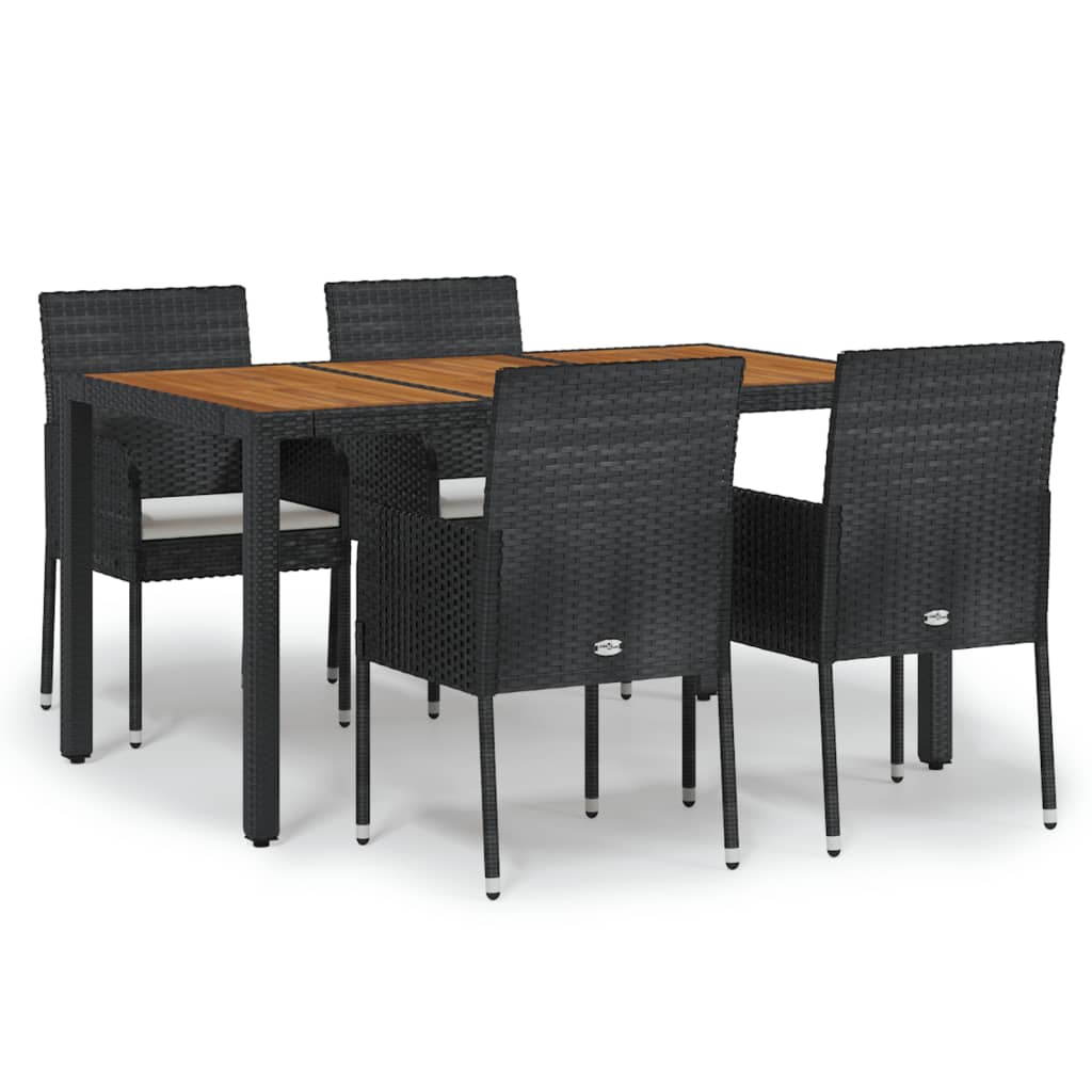 vidaXL 7-delige Tuinset met kussens poly rattan zwart