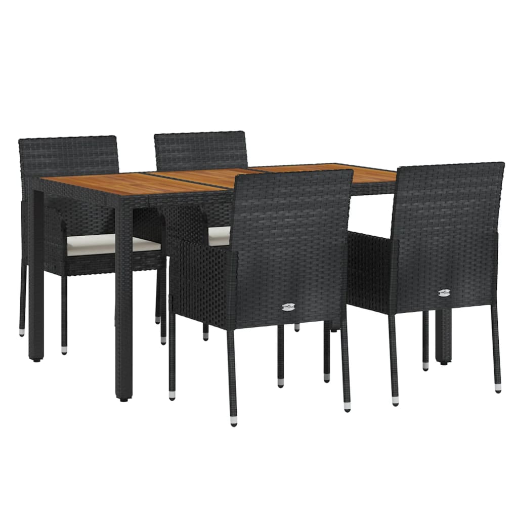 vidaXL 7-delige Tuinset met kussens poly rattan zwart