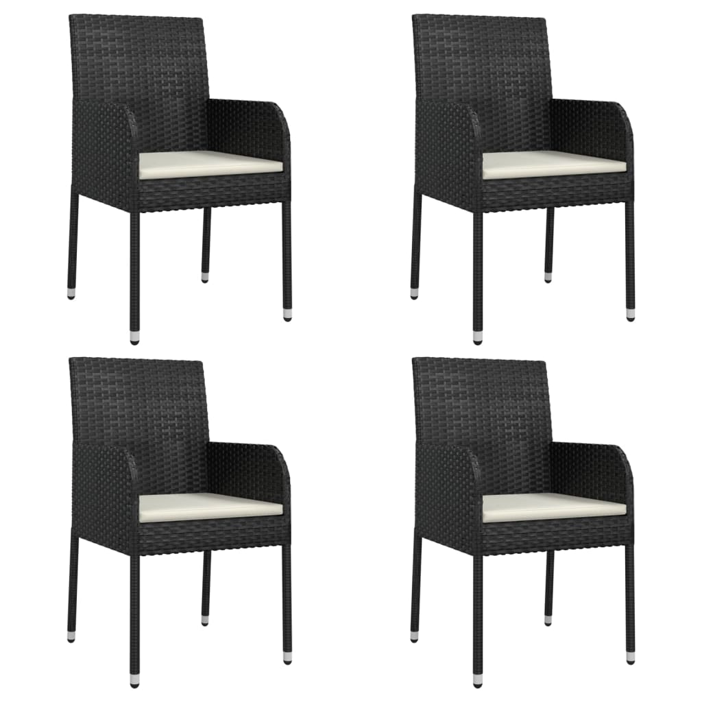 vidaXL 7-delige Tuinset met kussens poly rattan zwart