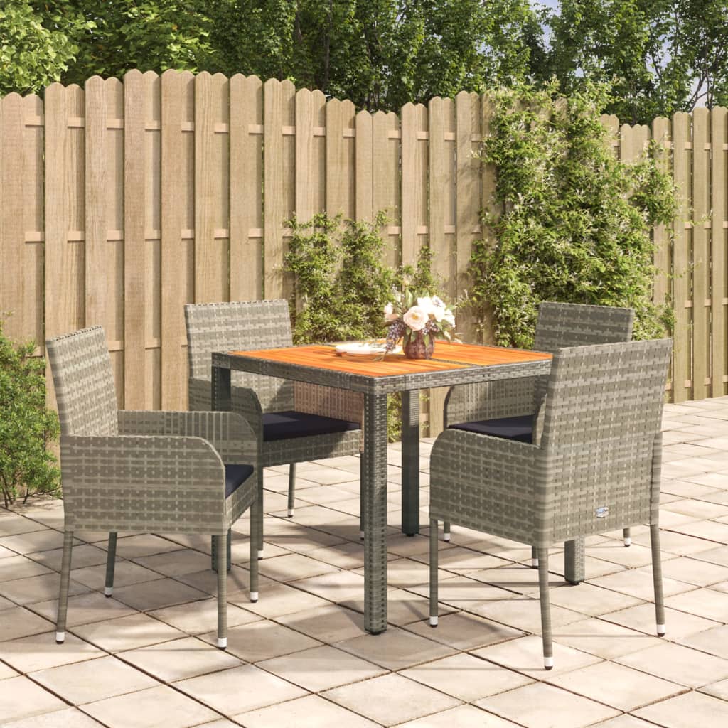 vidaXL 7-delige Tuinset met kussens poly rattan zwart