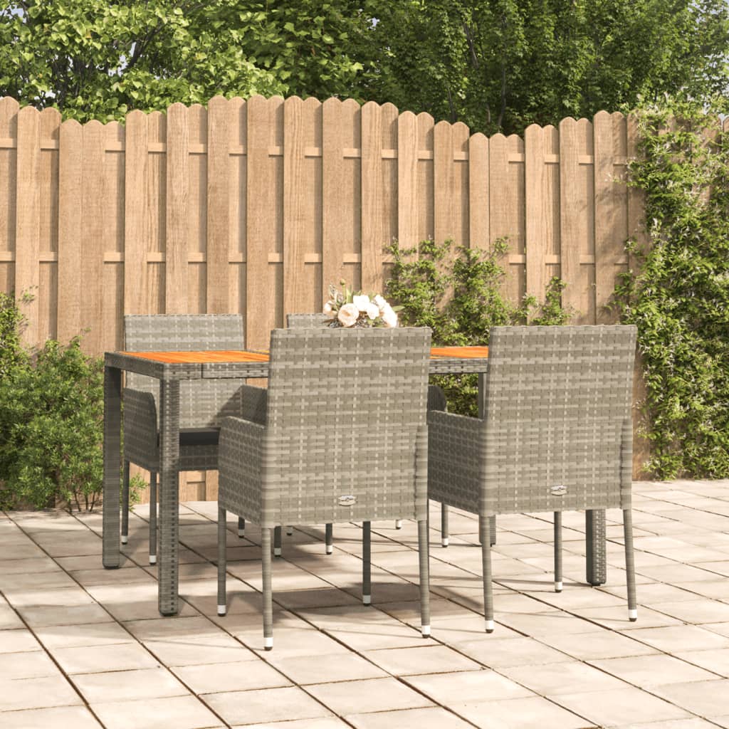 vidaXL 7-delige Tuinset met kussens poly rattan zwart
