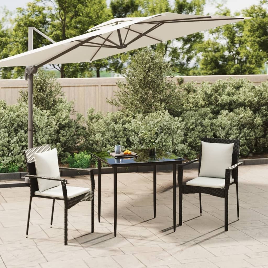 vidaXL 5-delige Tuinset met kussens poly rattan zwart en grijs