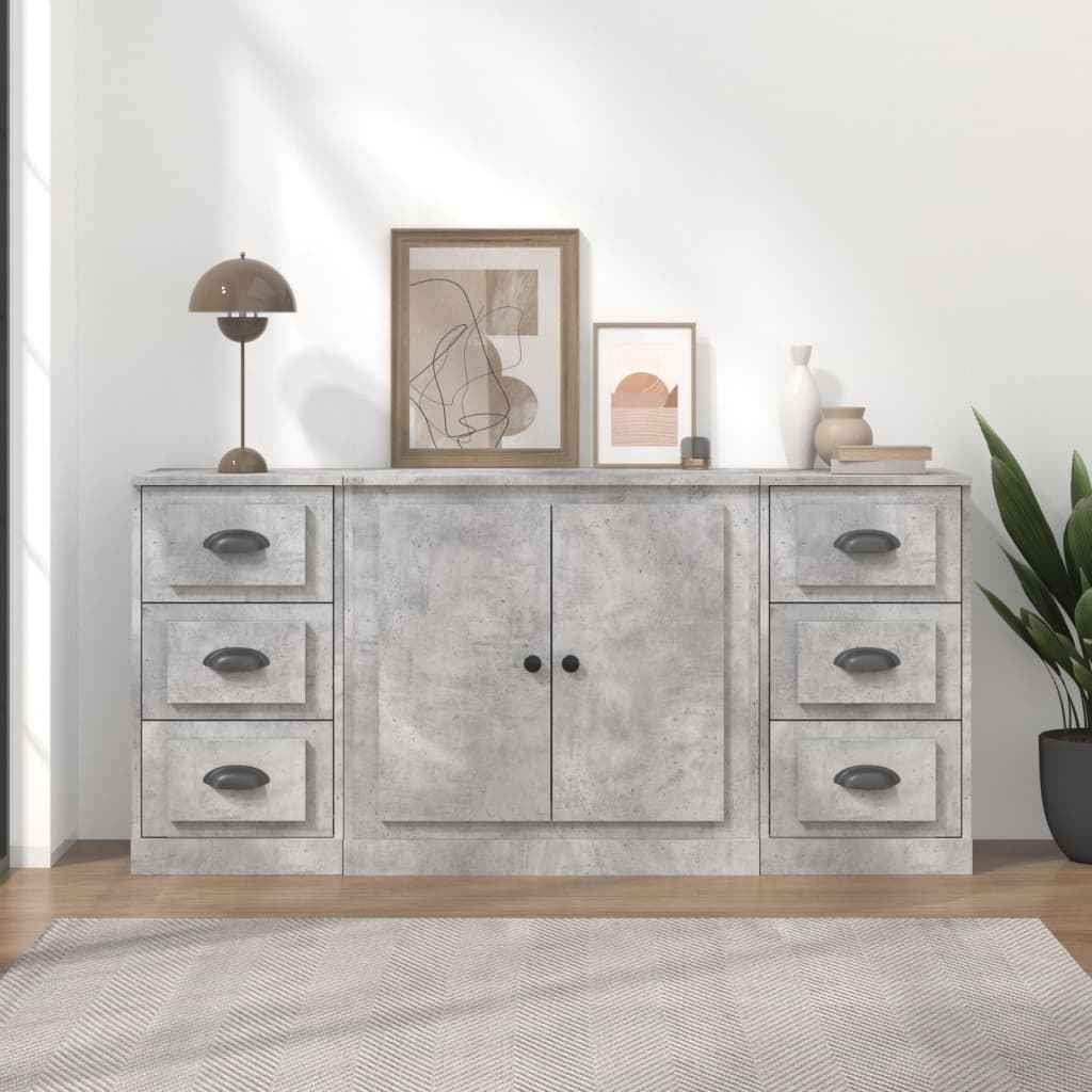 vidaXL Dressoirs 3 st bewerkt hout wit