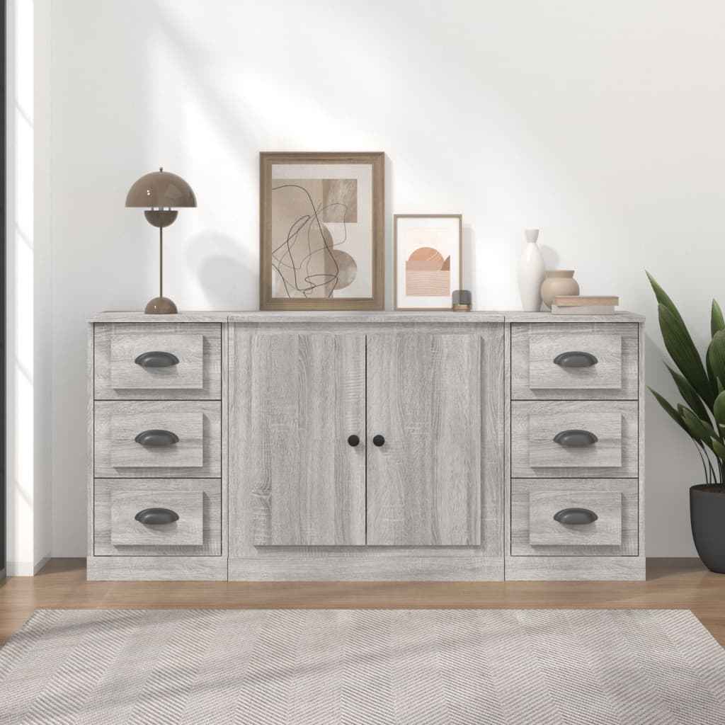 vidaXL Dressoirs 3 st bewerkt hout wit