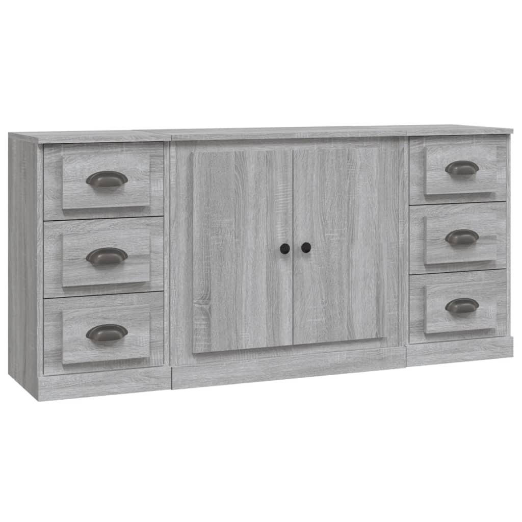 vidaXL Dressoirs 3 st bewerkt hout wit