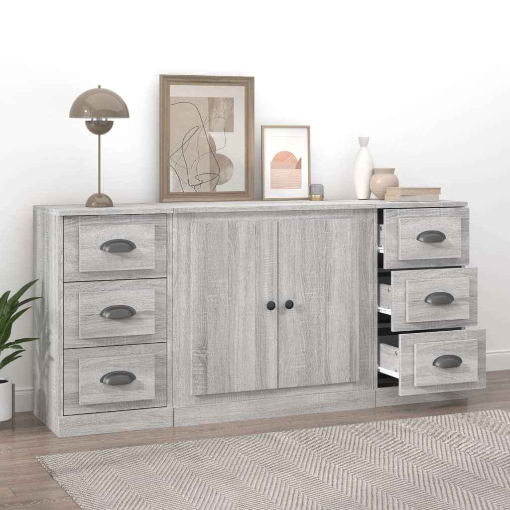 vidaXL Dressoirs 3 st bewerkt hout wit