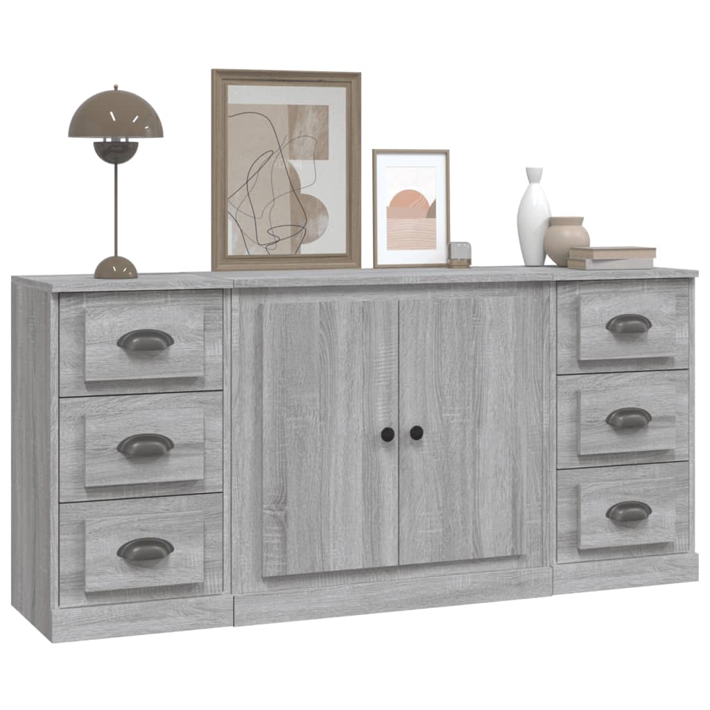 vidaXL Dressoirs 3 st bewerkt hout wit