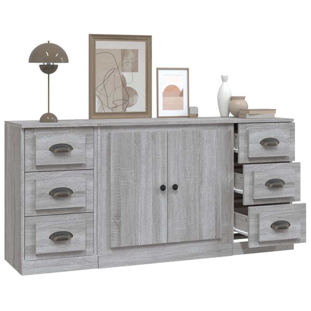 vidaXL Dressoirs 3 st bewerkt hout wit