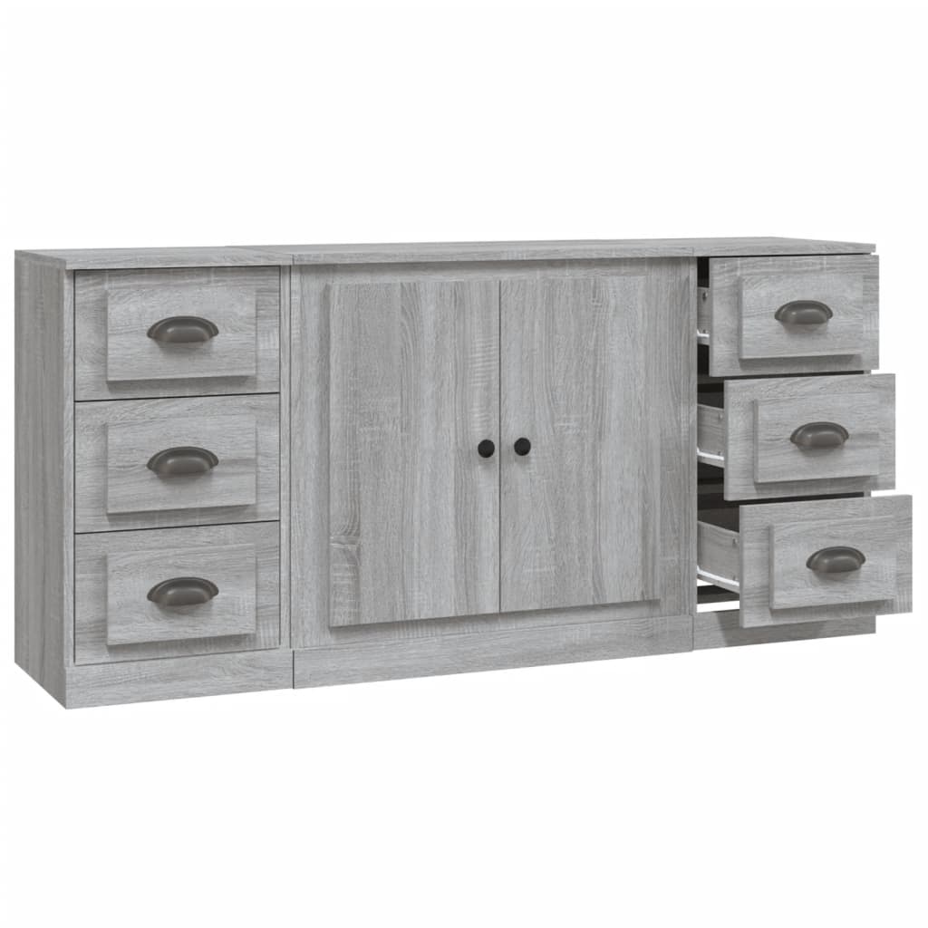 vidaXL Dressoirs 3 st bewerkt hout wit