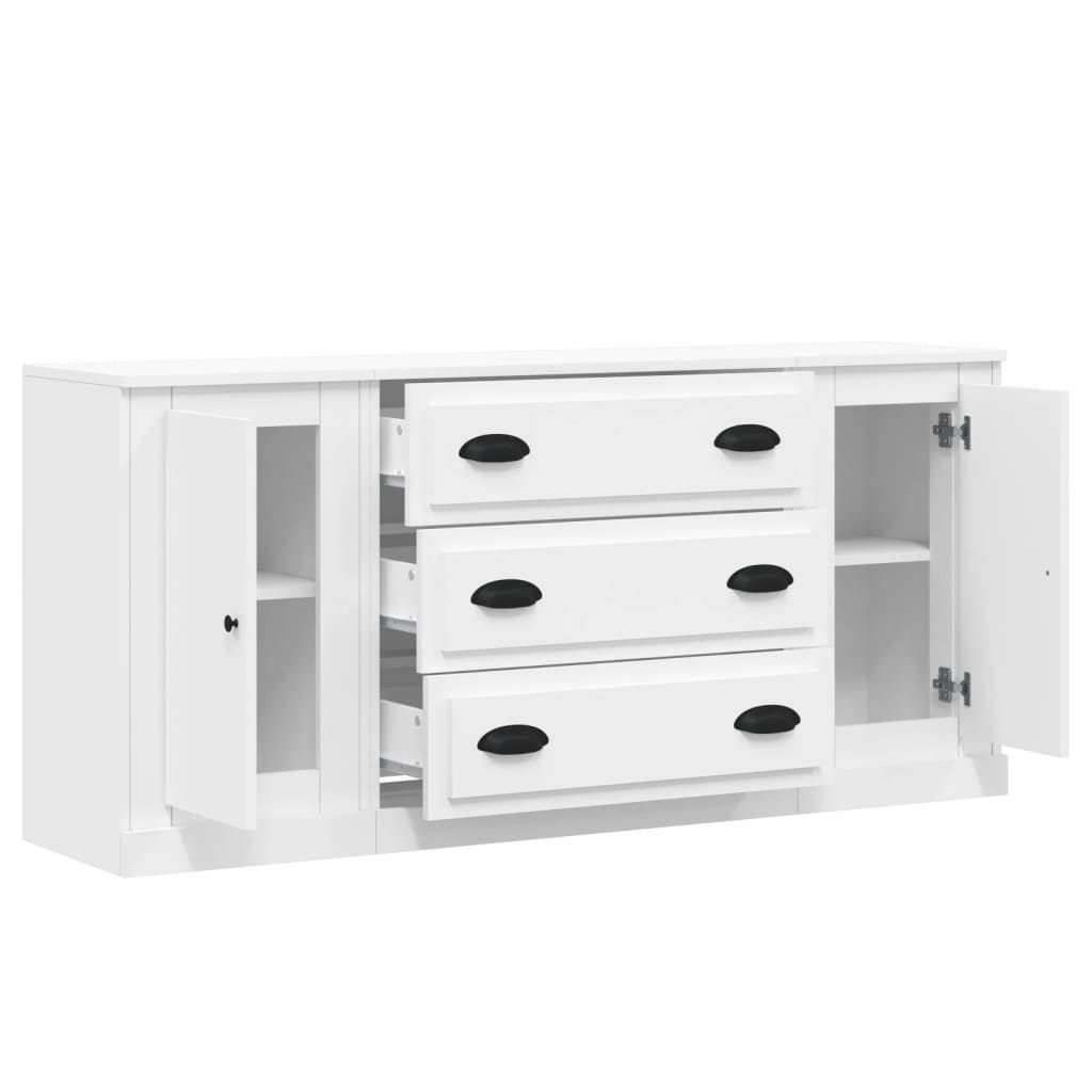 vidaXL Dressoirs 3 st bewerkt hout hoogglans wit