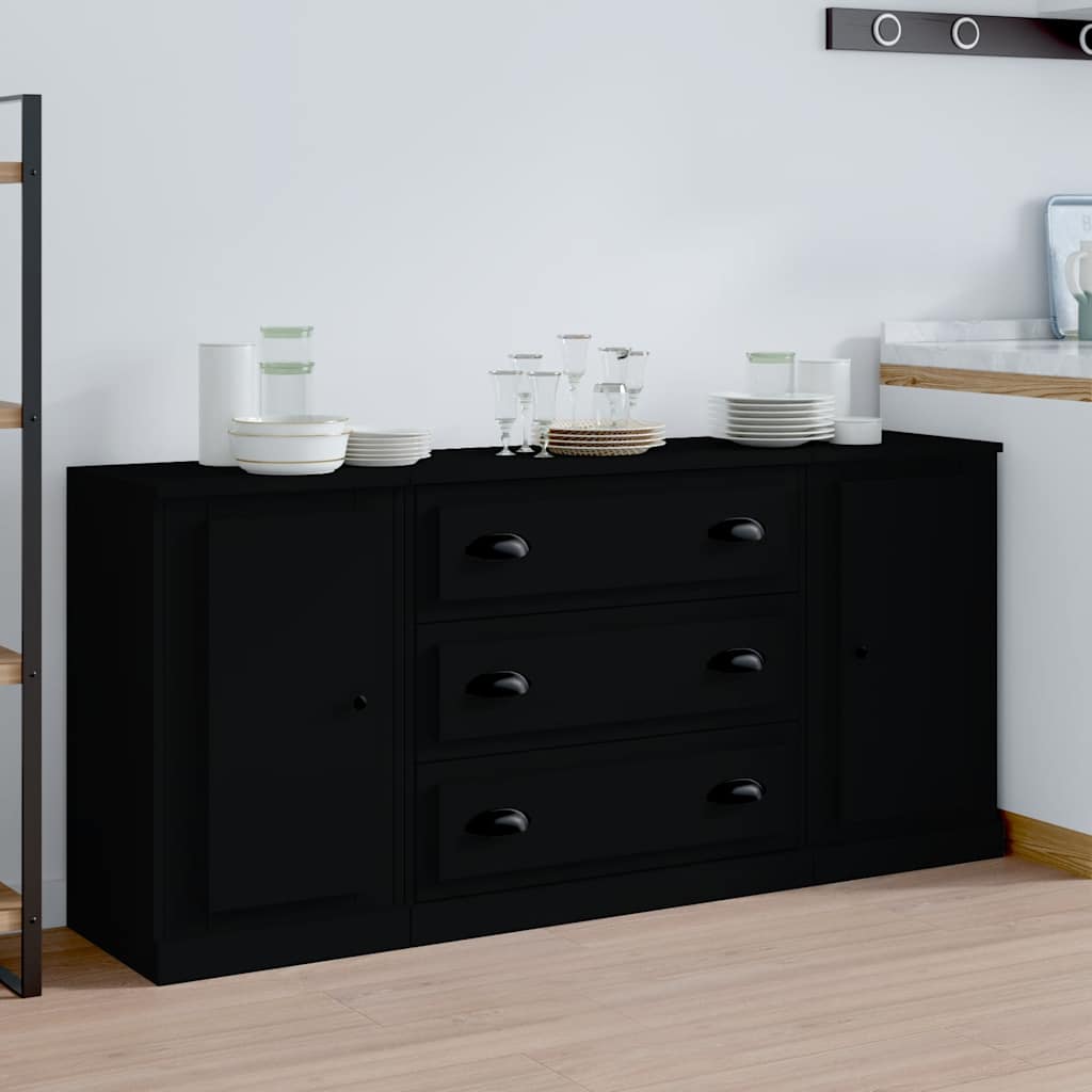 vidaXL Dressoirs 3 st bewerkt hout hoogglans wit