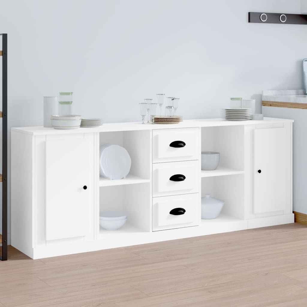 vidaXL Dressoirs 3 st bewerkt hout hoogglans wit