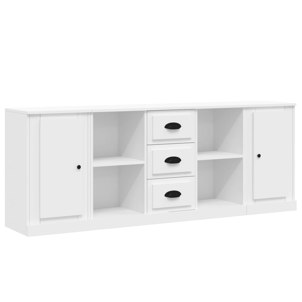 vidaXL Dressoirs 3 st bewerkt hout hoogglans wit
