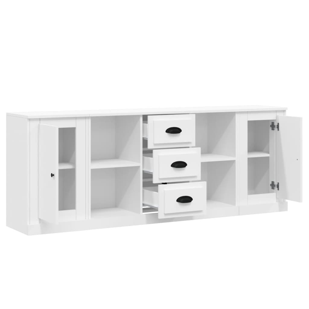vidaXL Dressoirs 3 st bewerkt hout hoogglans wit