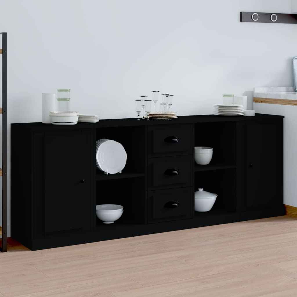 vidaXL Dressoirs 3 st bewerkt hout hoogglans wit