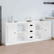 vidaXL Dressoirs 3 st bewerkt hout hoogglans wit