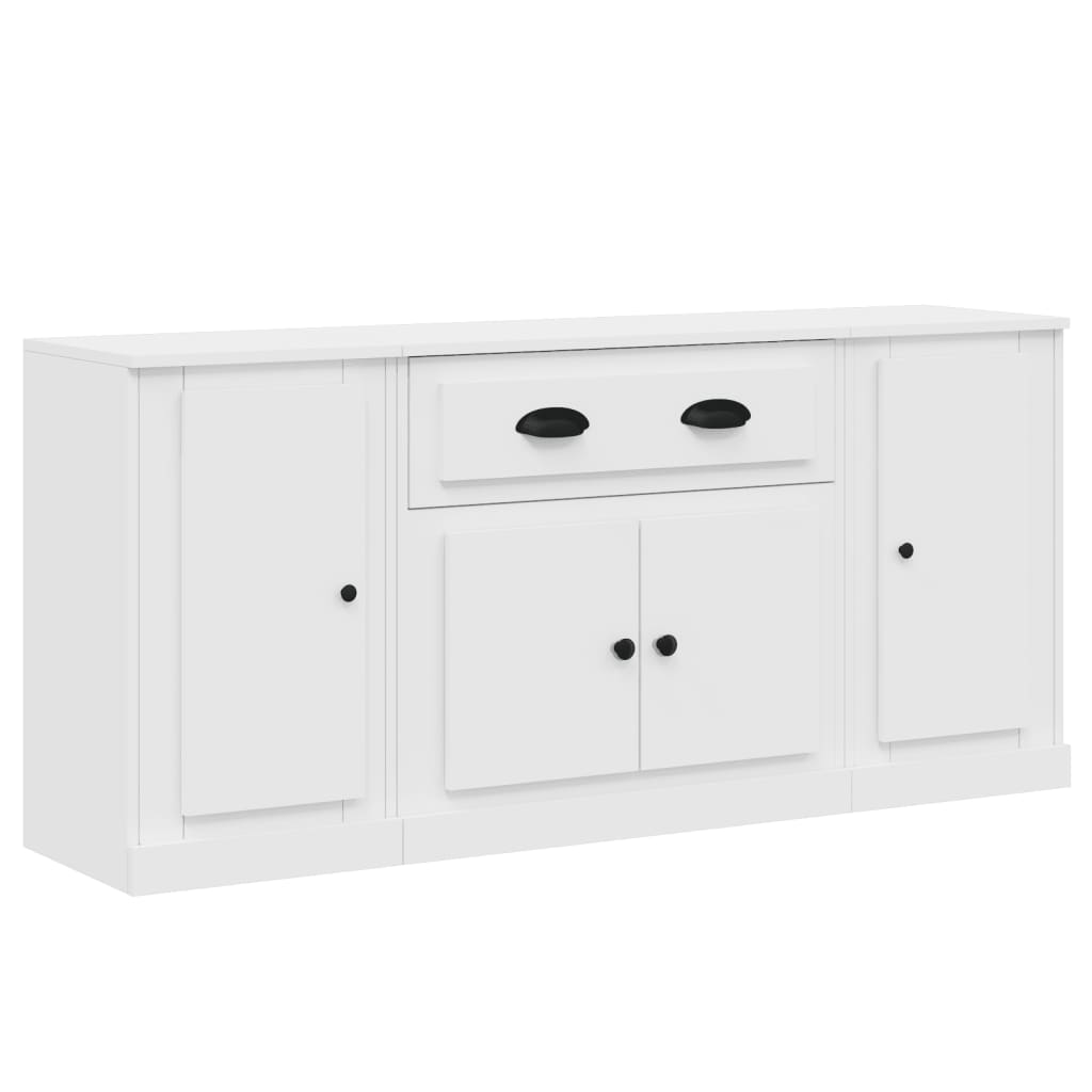vidaXL Dressoirs 3 st bewerkt hout hoogglans wit