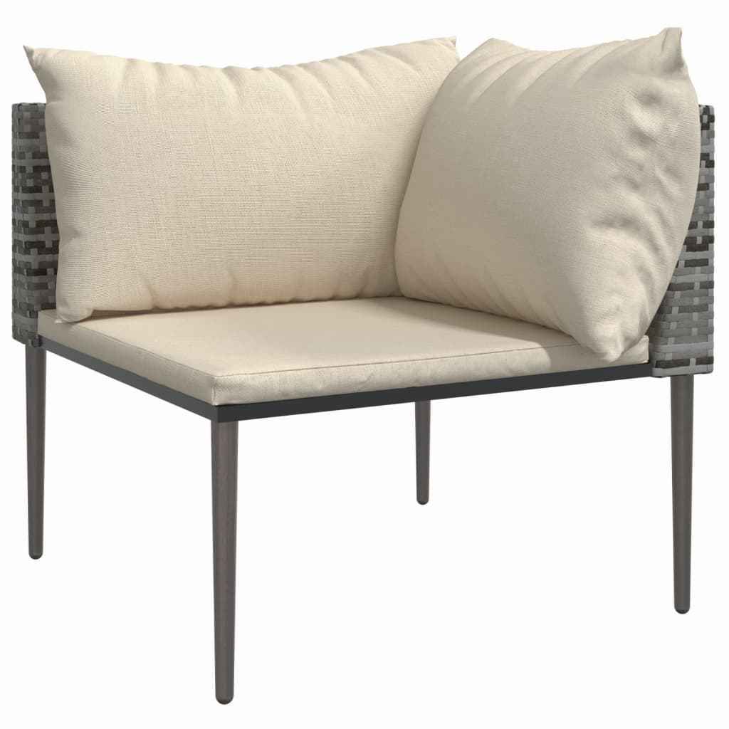 vidaXL 3-delige Loungeset met kussens poly rattan grijs