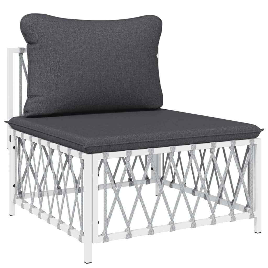 vidaXL 5-delige Loungeset met kussens staal wit