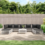 vidaXL 10-delige Loungeset met kussens staal wit