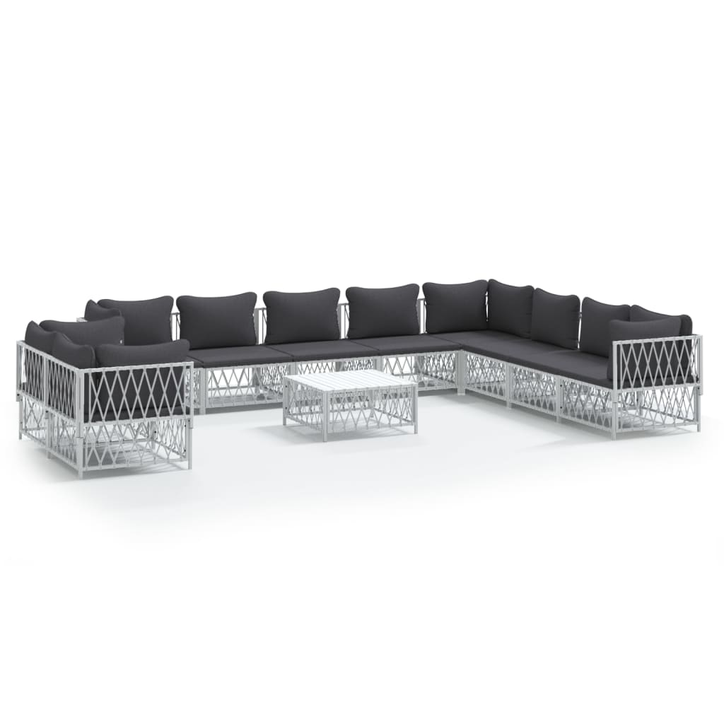 vidaXL 11-delige Loungeset met kussens staal wit