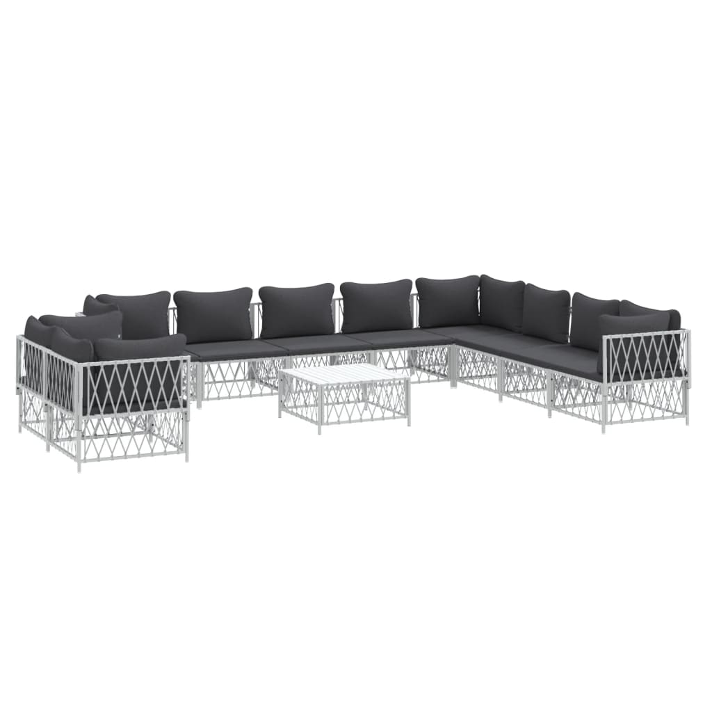 vidaXL 11-delige Loungeset met kussens staal wit