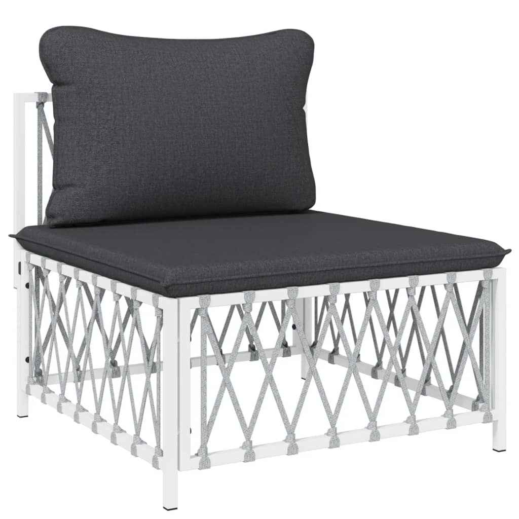 vidaXL 10-delige Loungeset met kussens staal wit
