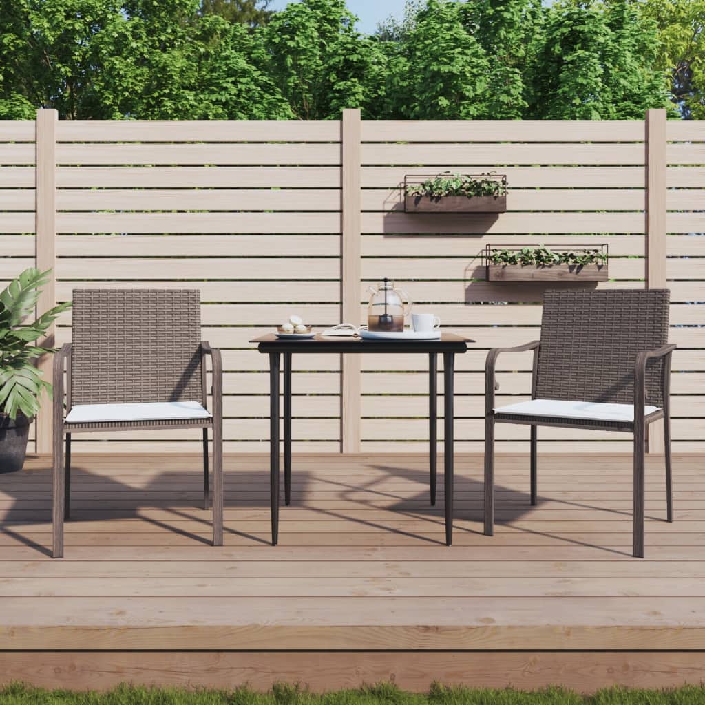 vidaXL 5-delige Tuinset met kussens poly rattan en staal