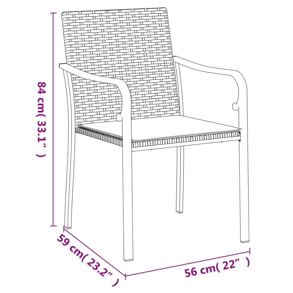 vidaXL 5-delige Tuinset met kussens poly rattan en staal