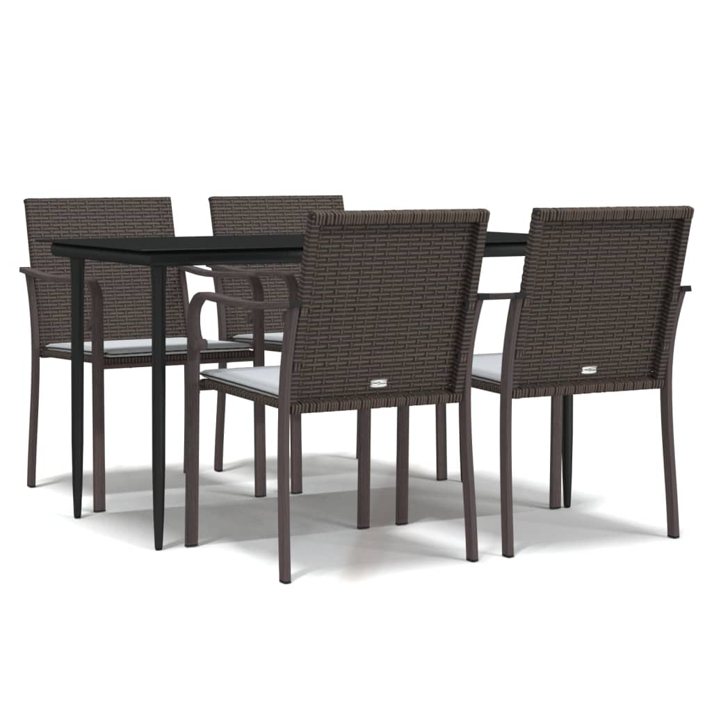 vidaXL 5-delige Tuinset met kussens poly rattan en staal