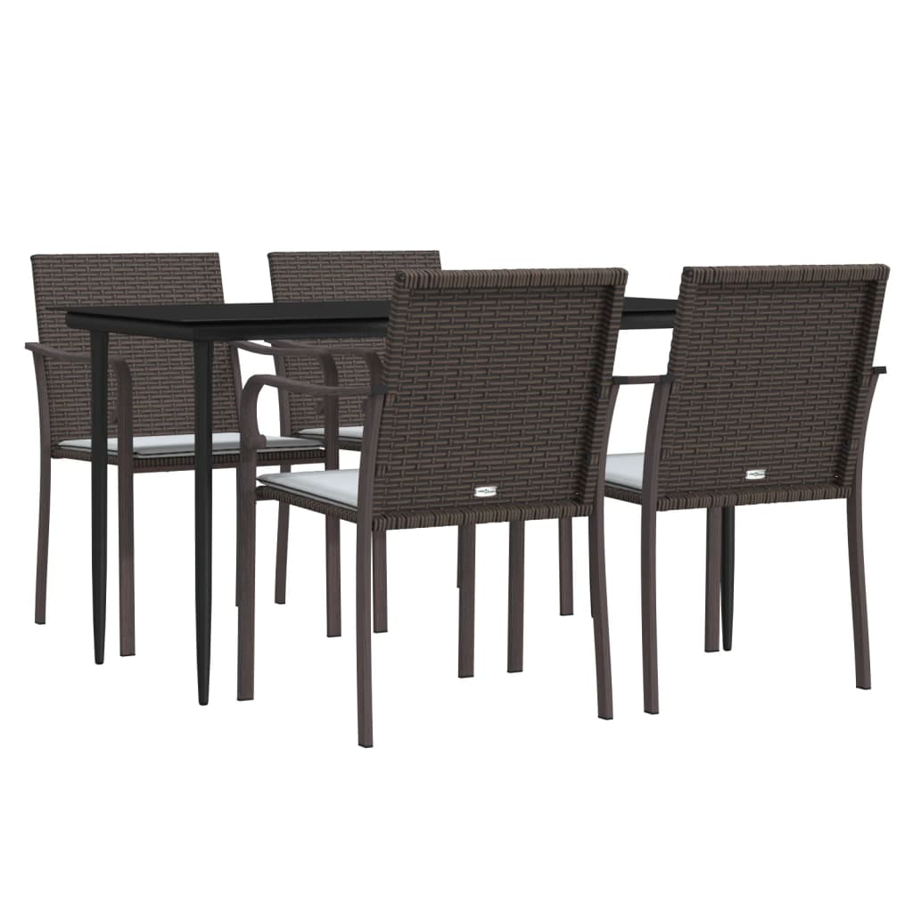vidaXL 5-delige Tuinset met kussens poly rattan en staal