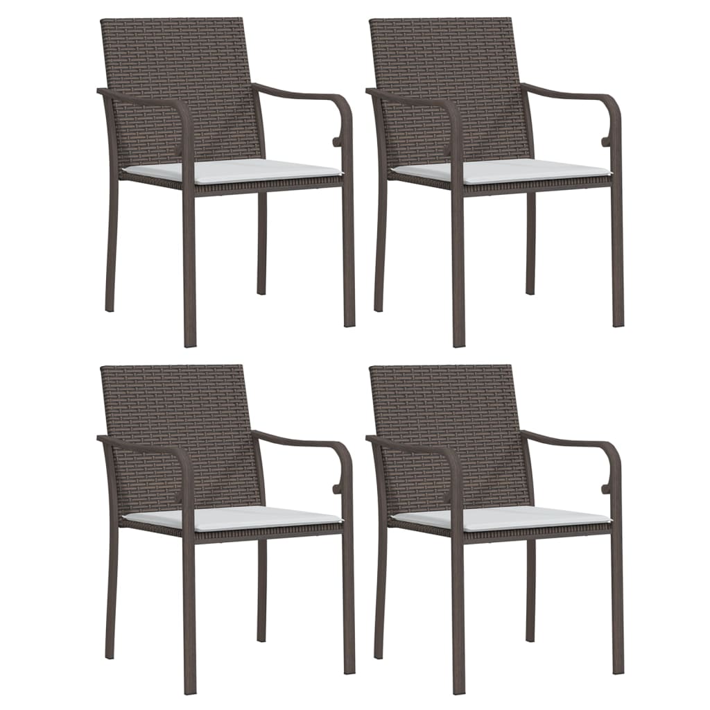 vidaXL 5-delige Tuinset met kussens poly rattan en staal