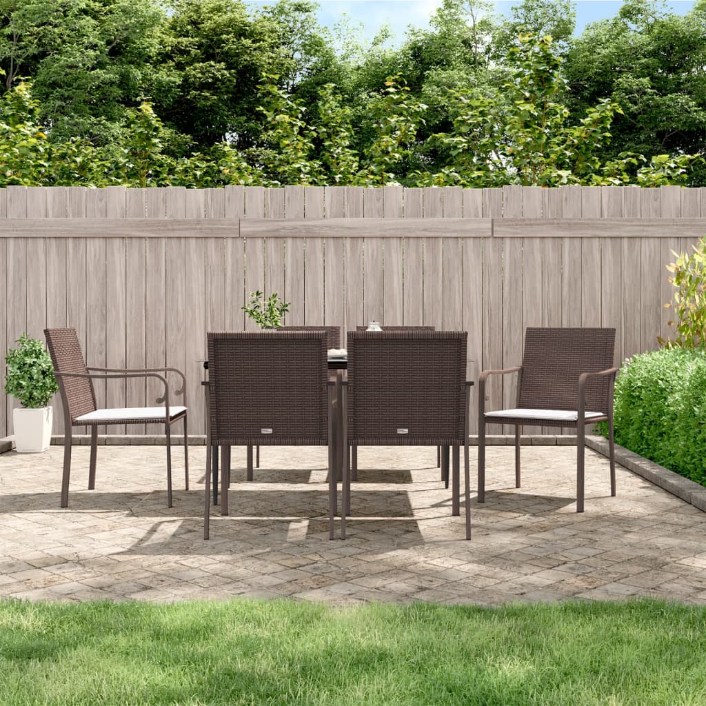 vidaXL 5-delige Tuinset met kussens poly rattan en staal