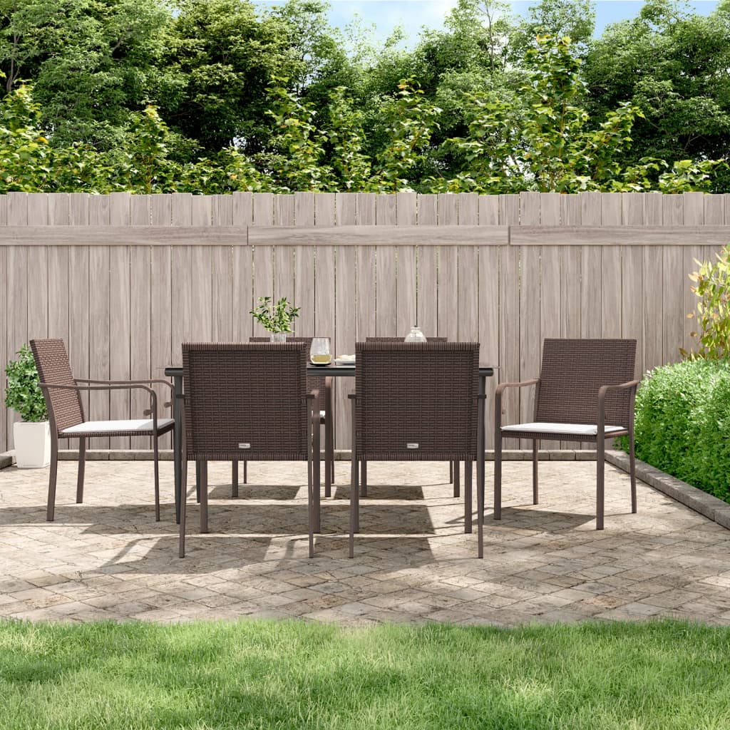 vidaXL 5-delige Tuinset met kussens poly rattan en staal