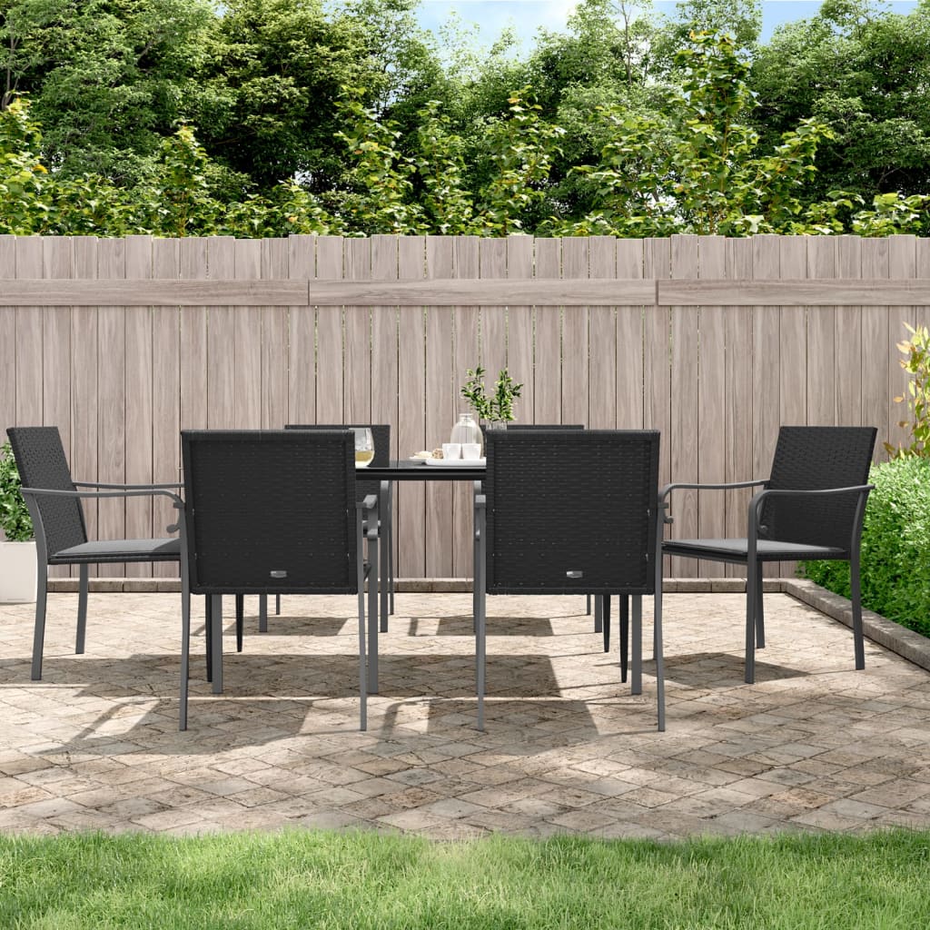 vidaXL 5-delige Tuinset met kussens poly rattan en staal
