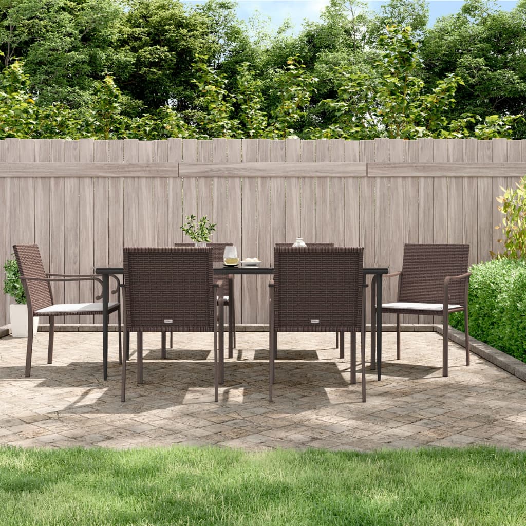 vidaXL 5-delige Tuinset met kussens poly rattan en staal