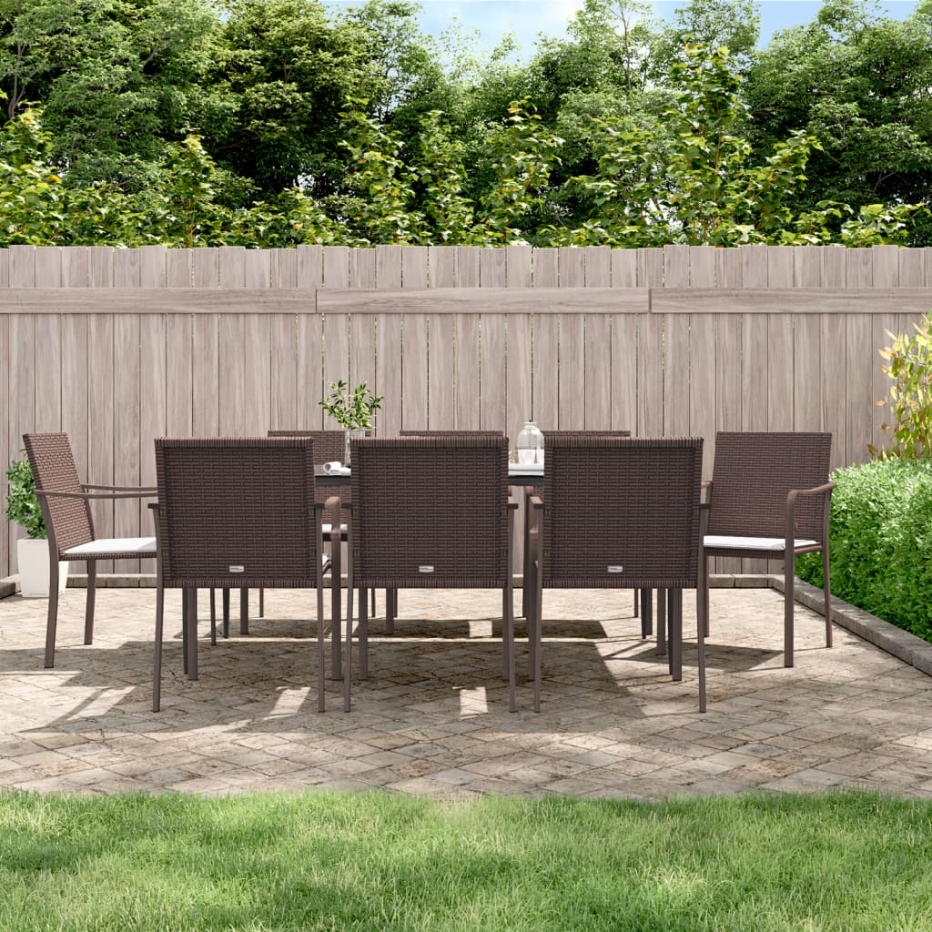 vidaXL 5-delige Tuinset met kussens poly rattan en staal