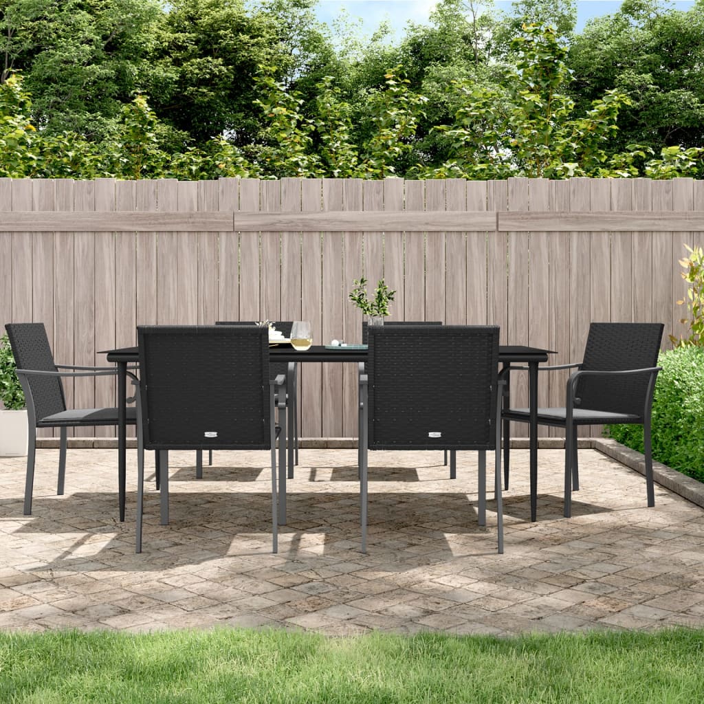 vidaXL 5-delige Tuinset met kussens poly rattan en staal