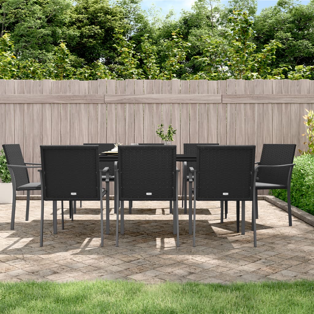 vidaXL 5-delige Tuinset met kussens poly rattan en staal
