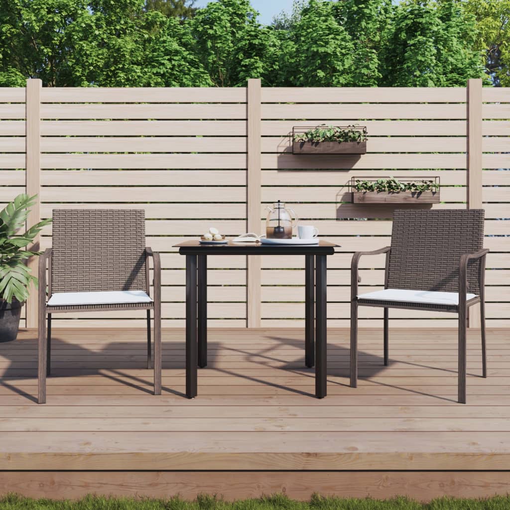 vidaXL 7-delige Tuinset met kussens poly rattan en staal