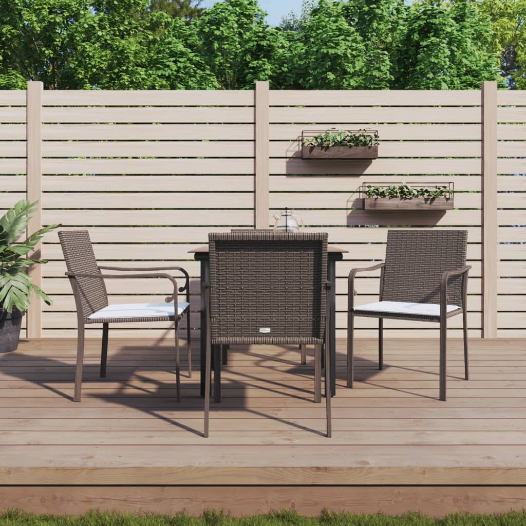 vidaXL 7-delige Tuinset met kussens poly rattan en staal
