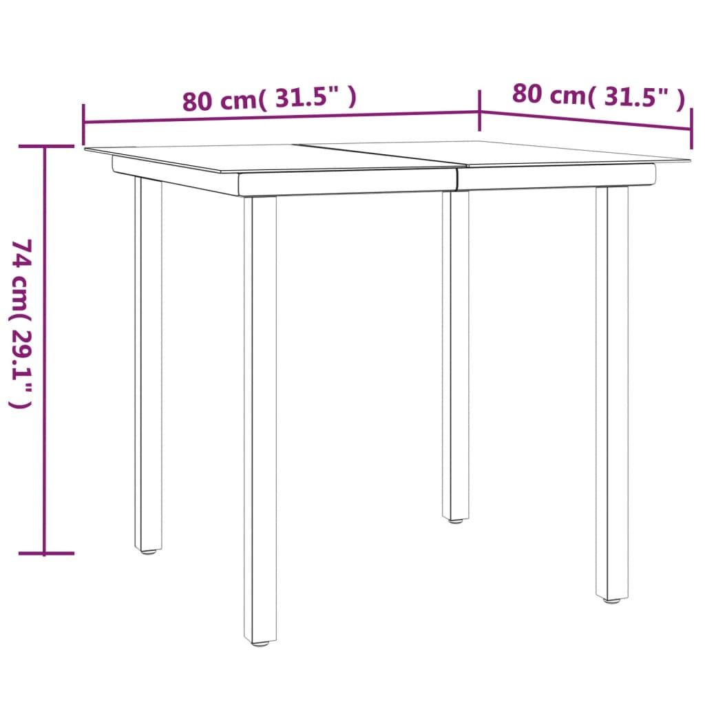 vidaXL 7-delige Tuinset met kussens poly rattan en staal