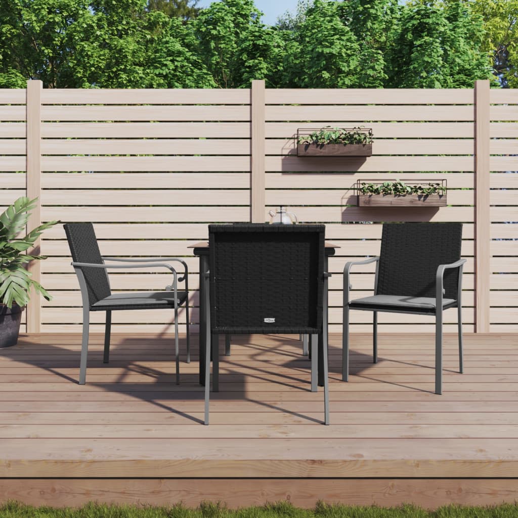 vidaXL 7-delige Tuinset met kussens poly rattan en staal