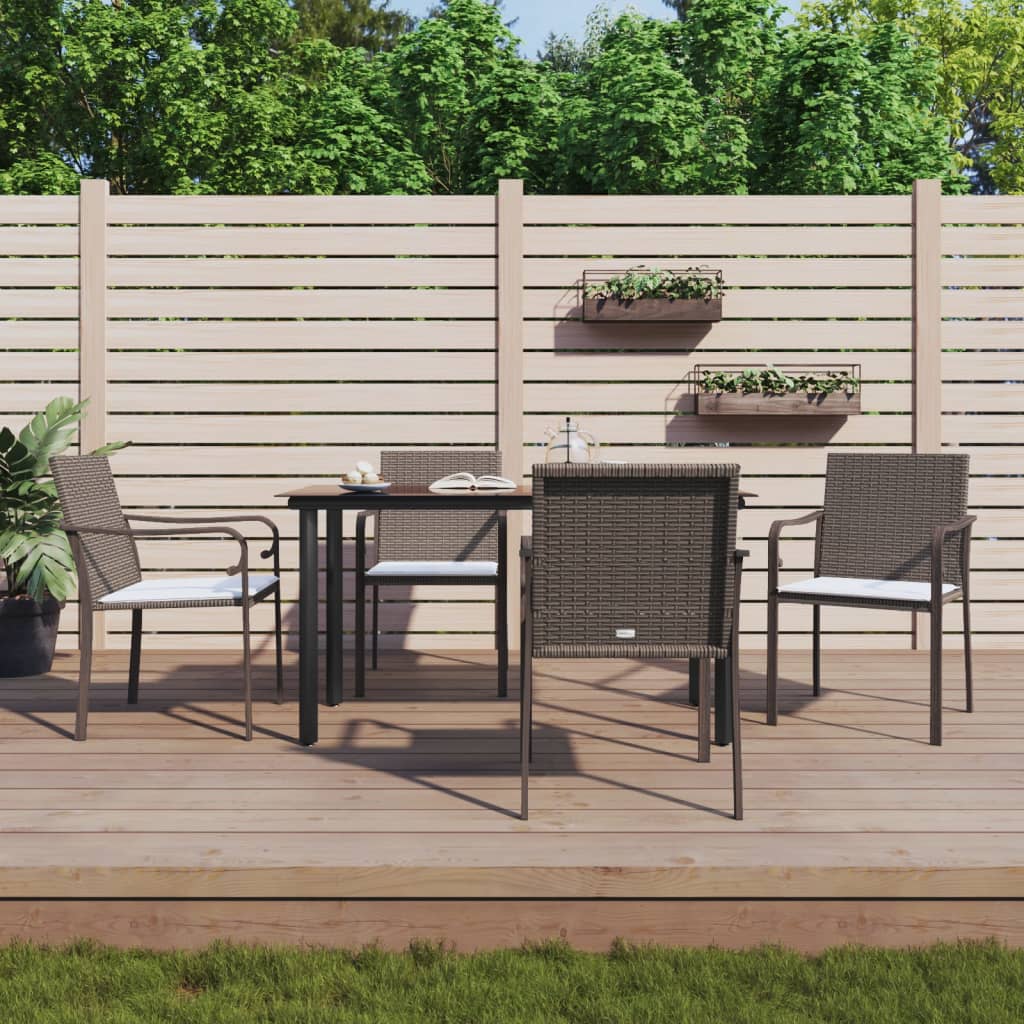 vidaXL 7-delige Tuinset met kussens poly rattan en staal