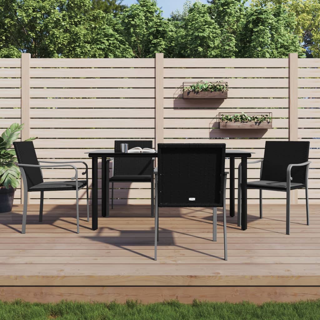 vidaXL 7-delige Tuinset met kussens poly rattan en staal