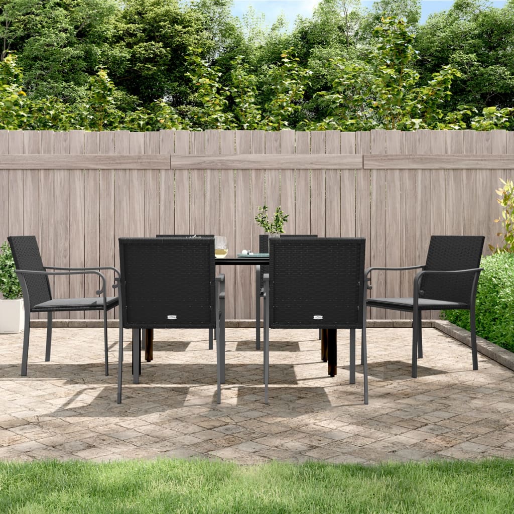 vidaXL 7-delige Tuinset met kussens poly rattan en staal